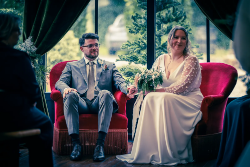 Cérémonie de mariage et échange de vœux à Mont-Dol, près de Dol-de-Bretagne
